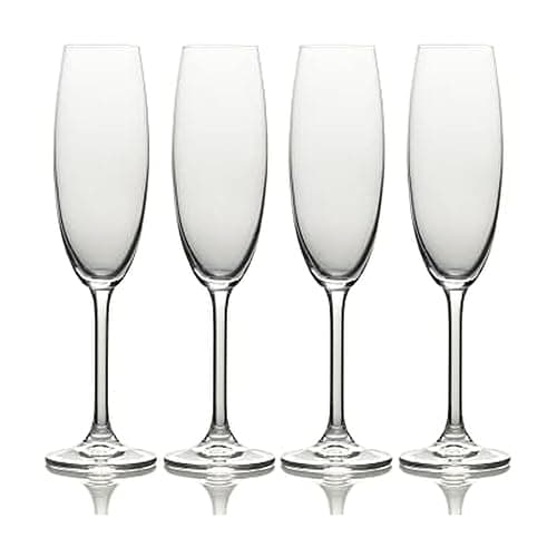 MIKASA Julie Clear Champagne Flutes Set, 4 Piece, Dishwasher Safe Champagne Glasses, 250ml - Image 1