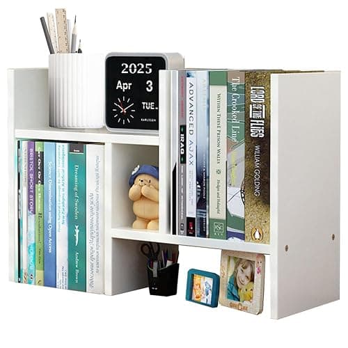 Meikuler Desktop Shelf Organizer, Adjustable Wood Display Desk Shelf, Office Storage Rack Tabletop Bookshelf Multipurpose Shelves for Home Decor, Office, Gifts - Image 1