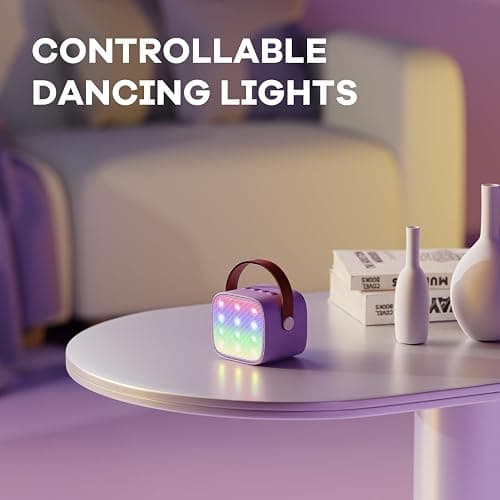 YLL Mini Kids Karaoke Machine with 2 Microphones, Karaoke Gifts for Girls Ages 3, 4, 5, 6, 7, 8, 9, 10, 12 +Year Old, 4-12 Years Old Birthday Toy Easter Gift for Girls Boys (Purple) - Purple 2 Mic thumbnail 6