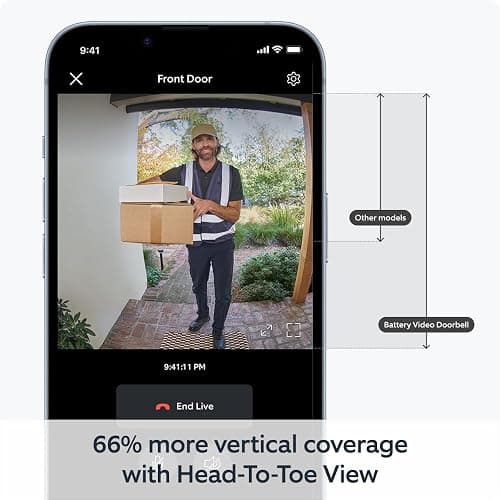Ring Battery Video Doorbell (2024 release) | DIY Wireless Video Doorbell Camera I Head-To-Toe View, HD Video | Easy to install (5 min) | With Built-in Battery I 30-day free trial of Ring Home thumbnail 3