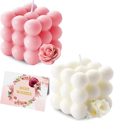 Aokala Scented Bubble Candles Gifts Set for Women, Large Candles for Home Decor Scented, 2 x 5.4 oz Soy Wax Aromatherapy Candles, Cube Aesthetic Candle, Ideal Gifts for Valentines Day, Mother's Day - Image 1