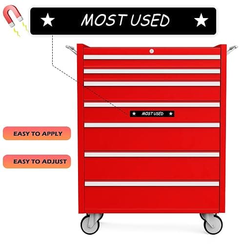 Tenare Toolbox Organization Magnetic Labels - 66 Pcs Steel Tool Chest Drawer Labels (4.5x0.75) |Magnets, Quick & Easy Organizer | Fits All Brands, Cabinets & Tool Boxes(Black) thumbnail 6