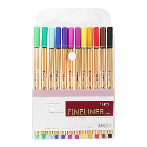 Fineliner,12 Stück,12 Farben,0.4mm Fineliner Stifte mit ergonomischem Griff, Zeichnungs- und Faserstifte mit feiner Spitze für Erwachsene, Lebendige farbige Kunststifte - Image 1