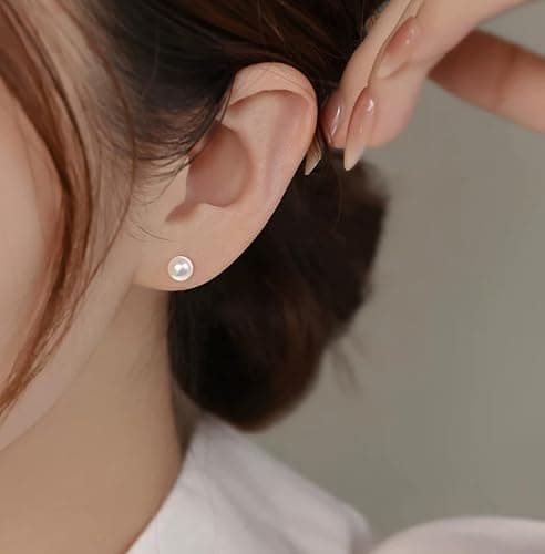12 Pairs Pearl Stud Earrings for Women & Men, Hypoallergenic Stainless Steel 4 Sizes (6mm-12mm), Classic Round Pearl Earrings Set for Daily Wear thumbnail 3