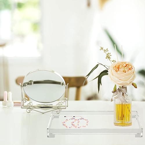 DELIPPLY Vanity Bathroom Tray, Acrylic Rectangle Decorative Catchall Organizer Storage Tray (Large-Clear) thumbnail 4