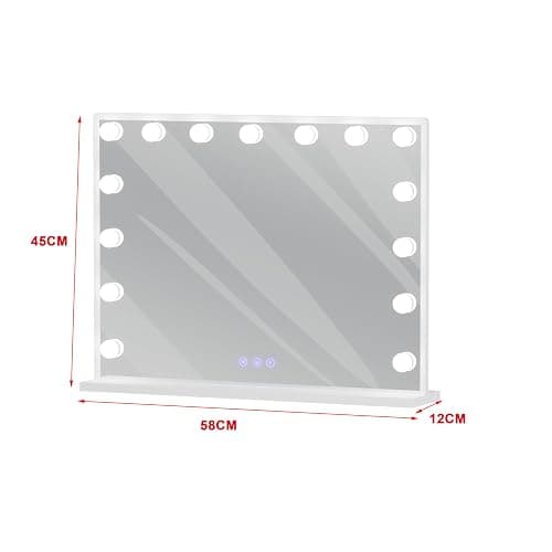 AVC Designs Hollywood Vanity Cosmetic Mirror with LED Lights Large Makeup Mirror with 15 Dimmable Bulbs and 3 Lighting Modes 58 x 45cm thumbnail 2