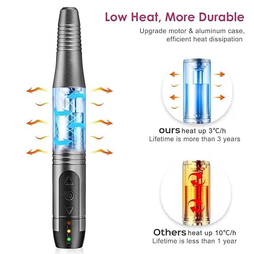 COSLUS Cordless Nail Drill Electric File: Professional for Acrylic Gel Dip Powder Nails Portable Nail Drill Machine Kit for Manicure Pedicure Nail Set with Everything Rechargeable Lightweight thumbnail 9