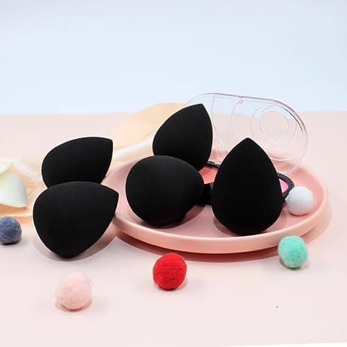 BEAKEY Makeup Sponge Set, 5 Pcs Black Foundation Blending Beauty Sponge, Boun Boun Sponges Flawless for Liquid, Cream, and Powder, Latex-Free and Vegan Makeup Sponges thumbnail 9
