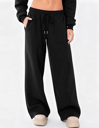 LOMON Women's Sweatpants Wide Leg Fleece Lined Sweat Pants Spring Winter Clothes 2026 Baggy Drawstring Joggers with Pockets thumbnail 2