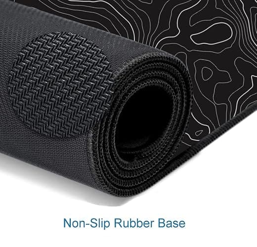SANWUMIAN Gaming Mouse Pad, Large Topographic Mouse Pads for Desk, Non-Slip Rubber Base Mousepad, Keyboard Mouse Mat, Desk Pad with Stitched Edges, 31.5x11.8inch, Black Geographic Lines thumbnail 5