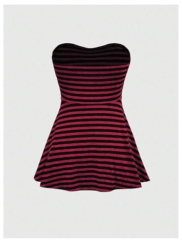 SOLY HUX Women's Y2k Striped Bandeau Tube Top Vintage Party Strapless Flowy Vest Shirts thumbnail 3