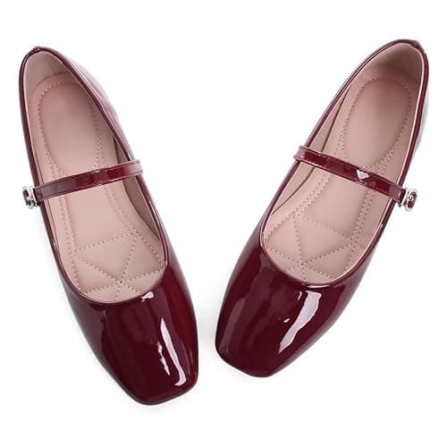 LUXINYU Women's Slip on Flats,Classy Round Toe Solid Classic Mary Jane Ballet Dance Shoes Soft Comfortable PU Flat Shoes - Image 1