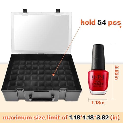 ALCYON Universal Nail Polish Holder & Organizer Contains 54 Bottles for Gellen, for Beetles, for Sally Hansen, for OPI, for Essie and Other Fingernail Polish (ONLY A CASE)-Black thumbnail 3