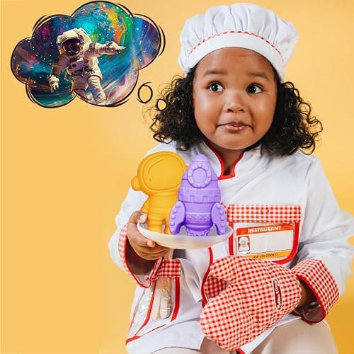 2 Pack Astronaut Silicone Molds 6 Cavity 3D Space Themed Rocket Plaster Molds for Kids, Earth Baking Mould Tray DIY Tool for Chocolate Cupcake Topper Mousse Pastry Soap Crayons Plaster Casting thumbnail 6