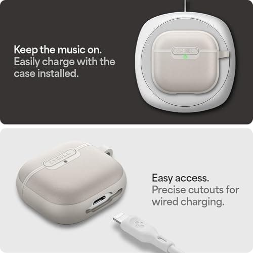 CYRILL Kajuk Compatible with Airpods 4 Case Cover, Premium Vegan Leather Case for Airpods 4 with Shock-Absorbent Bumper and Carabiner [Compatible with MagSafe] (2024) - Cream thumbnail 7