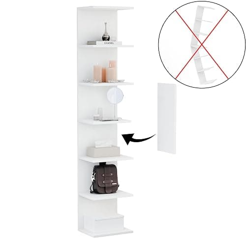 ComfortCove Wall Shelf Bookcase, Wall Mounted Unit, Shelf Units, Floating Shelves, Bookcase, Storage Organizer for Bedroom, Living Room, Bathroom, Kitchen, Office, 7 Tier, White thumbnail 5