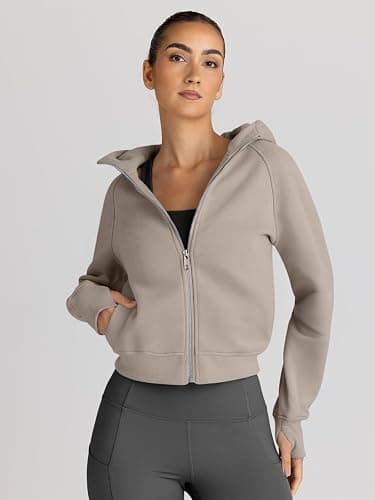Trendy Queen Womens Zip Up Hoodies Jackets Cropped Sweatshirts Fleece Fall Outfits Casual Comfy Y2k Tops Winter Clothes 2025 thumbnail 2