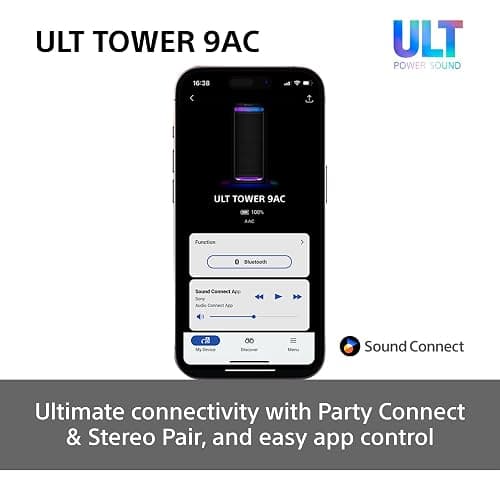 Sony ULT TOWER 9AC - Ultimate Bluetooth Party Speaker, Mains Powered, 2 x ULT POWER SOUND modes, X-Balanced Speaker, 360 Lighting & Sound, Karaoke Inputs - Black thumbnail 10