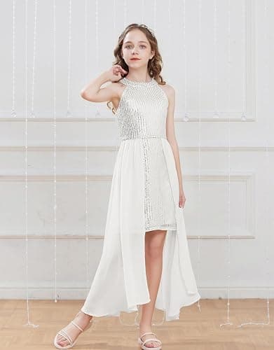 GRACE KARIN Girls Halter Neck Sequin Dress 6-14Y Kids Fancy Formal Party Christmas Sparkly Pageant Birthday Dresses thumbnail 4