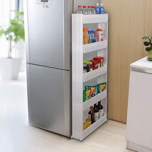 Home-Man Laundry Room Organizer, Mobile Shelving Unit Organizer with 5 Large Storage Baskets, Gap Storage Slim Slide Out Pantry Storage Rack for Narrow Spaces thumbnail 2