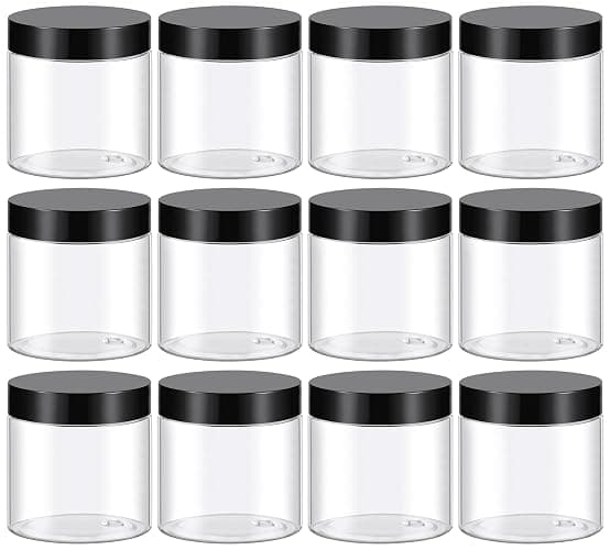 TUZAZO 4 Oz Plastic Container Jars with Lids BPA Free, Empty Round Clear Cosmetic Containers Plastic Slime Jars for Lotion, Cream, Ointments, Body Butter, Makeup, Travel Storage (12 Pack) - Image 1