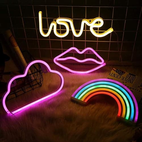 MorTime Cute Neon Signs, LED Neon Light for Party Supplies, Girls Room Decoration Accessory, Table Decoration, Children Kids Gifts (Lip Shaped) thumbnail 4