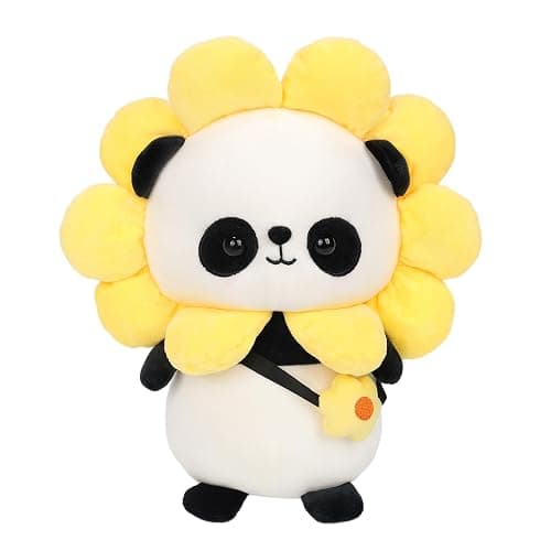 Seyomi Cute Panda Plush Stuffed Animal Panda with Flower Outfit，Gifts for Kids（11.8 inches） - Flower - 11.8" - Image 1