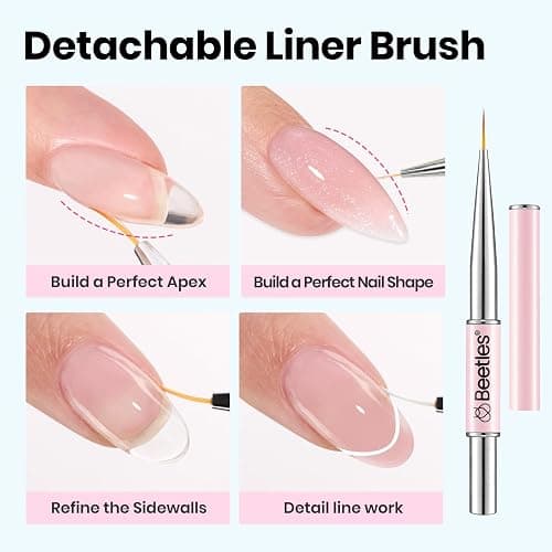 Beetles Builder Gel for Nails 2Pcs, 7 in 1 Clear Building Gel Set HEMA-FREE & TPO FREE with Nail Brush, for Strengthening Natural Nail Apex & Extension DIY Salon at Home,UV LED Lamp Cured thumbnail 3