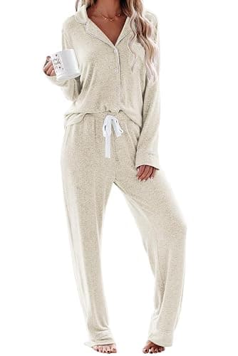 Aamikast Women's Pajama Sets Long Sleeve Button Down Sleepwear Nightwear Soft Pjs Lounge Sets - Image 1