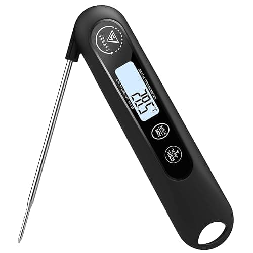 DOQAUS Meat Thermometers, 3S Instant Read Food Thermometer, Accurate Meat Thermometer Probe With Backlight, Foldable Long Probe, Auto On/Off, Cooking Thermometers for Kitchen, BBQ, Water, Milk(Black) - Image 1