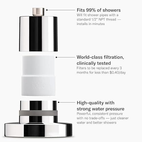 THE JOLIE FILTERED SHOWERHEAD with Shower Filter System- High Pressure Showerhead, Hair and Skincare Accessory to Improve Beauty and Personal Care Routine (New Modern Chrome- Retail Packaging) thumbnail 3