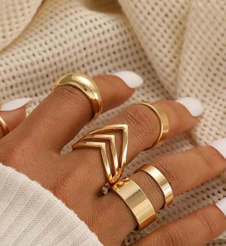 iF YOU 25 Pcs Gold Knuckle Ring Set for Women, Chunky Stackable Finger Midi Rings, Silver Simple Stacking Cute Rings Pack Trendy Stuff Jewelry Gift thumbnail 3