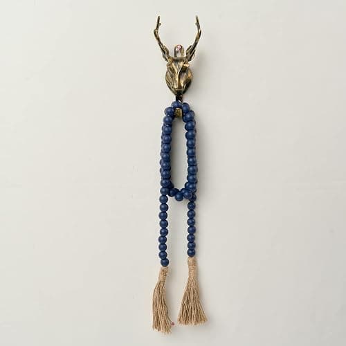 OMISHE 59in Wood Bead Garland with Tassels, Decorative Beads, Farmhouse Wooden Beads Garland for Wall Hanging Home Festival Decor, Navy Blue thumbnail 5
