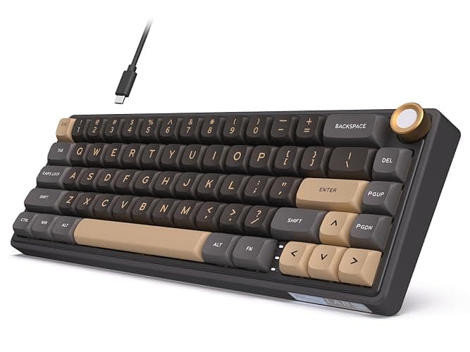RK ROYAL KLUDGE R65 Wired Gaming Keyboard with Volume Knob, 60% Percent RGB Backlit Mechanical Keyboard Gasket Mount with PBT Keycaps, MDA Profile, QMK/VIA, 66 Keys Hot Swappable Cream Switch, Black - Image 1