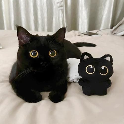 HUIJUFU Black Cat Plush Keychain Purse Charm - Cute Bag Charms Gifts for Women thumbnail 3