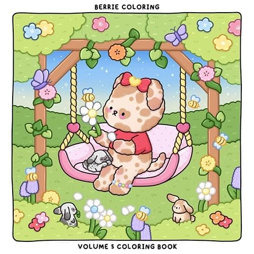 Berrie Coloring Volume 5: Cute and Cozy Coloring Book for Adults & Kids Featuring Easy to Color Animal Illustrations and Adorable Scenes - Image 1