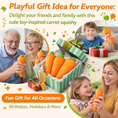 Squeezy Carrot, Realistic Carrot Squishy Jumbo, Giant Carrot Stress Relief Toy, 5.5 Inch Slow Rising Squeeze Carrot Fidget Ball, Portable Anxiety Relief Tool & Cute Desk Decor (1pcs) thumbnail 6