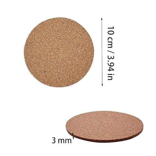 10 Pack Round Corks Coasters, Reusable Coffee Coaster, 4" Cork Coaster, Drinks Corks Coasters for Kitchen Office Home Bar thumbnail 2