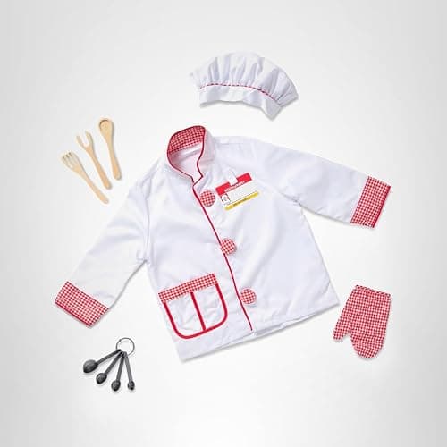 Melissa & Doug Chef Role Play Costume Dress-Up Set (8-Piece) - Chef's Jacket, Hat, Name Tag - Pretend Chef Dress up Outift with Realistic Accessories, Kids Dress Up for Toddlers & Children Ages 3+ thumbnail 9