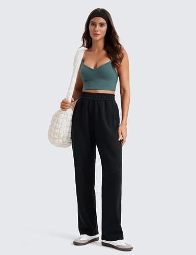 CRZ YOGA SoftAura Straight Leg Casual Sweatpants Women 28"/30"/32" - Modal Lounge Travel Pants with Pockets thumbnail 3
