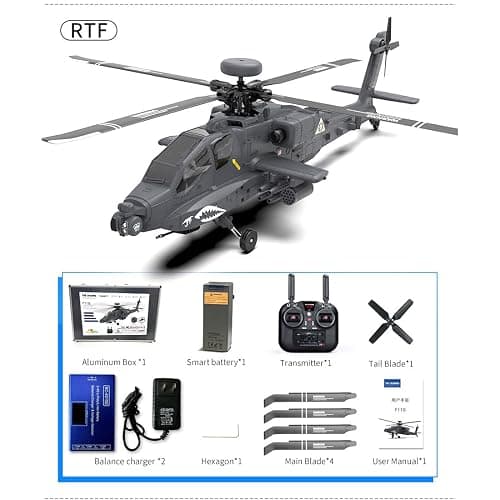 YounggDiy 1/32 Apachhe F11-S AH64 Helicopters for Adults, 6CH 6G/3D Stunt Dual-axis Flybarless Helicopter Model with GPS, RC Toy Gift (RTF Version) thumbnail 3