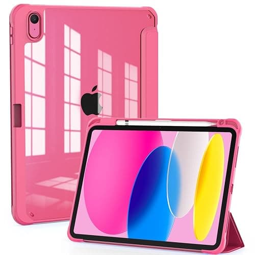 OKP Case for iPad 11th Generation 11-inch (A16) 2025, for 10.9'' iPad 10th Gen 2022, Slim Lightweight i Pad 11/10 th Gen Protective Cover with Trifold Stand, Auto Wake/Sleep, Clear PC Back Shell, Pink - Image 1