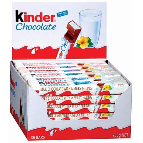 Kinder Maxi Riegel Barra de Chocolate con Leche - 21 g, Paquete de 36 - Chocolate - 21 g (Paquete de 36)