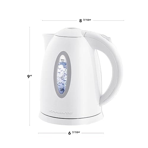 OVENTE Electric Kettle, 1.7L Fast Boiling Water Heater for Coffee or Tea, BPA Free with Water Level Gauge, Auto Shut-Off, Boil-Dry Protection, Indicator Light and Removable Filter, White KP72W thumbnail 3