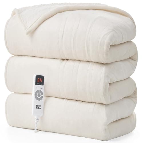 EHEYCIGA Heated Blanket Electric Blanket Throw - Heating Blanket with 9 Heating Levels & 10 Hours Auto Off, Soft Cozy Sherpa Washable Blanket with Fast Heating, 50 x 60 Inches - Image 1