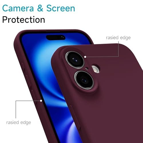 oakxco for iPhone 16 Case Silicone, Ultra Slim Thin Phone Case for Women Girls, Plain Solid Color Minimalist Aesthetic Cute Girly Design, Soft Rubber Gel TPU with Camera Cover, Burgundy Maroon thumbnail 5