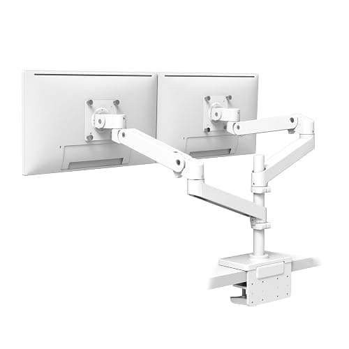 Ergotron – Upgraded LX Pro Premium Vertical Stacking Dual Monitor Arm, VESA Desk Mount – for 2 Monitors Up to 24 Inches, 4 to 22 lbs Each – White - Image 1