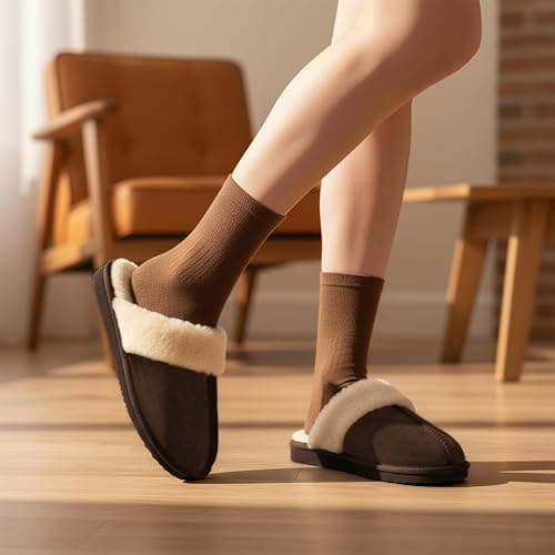 OOW Fuzzy Slippers for Women Cozy Faux Fur House Shoes Memory Foam Slippers | Winter, Warm Slippers, Indoor and Outdoor thumbnail 2