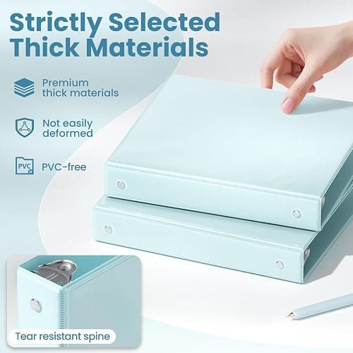 SUNEE 3 Ring Binder 1 Inch 2 Pack, Clear View Binder Three Ring PVC-Free (Fit 8.5x11 Inches) for School or Office Supplies, Blue thumbnail 5