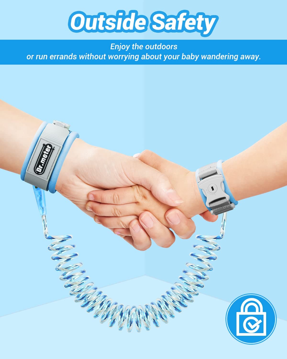 Dr.meter Kids Leash for Toddler, Reflective Anti Lost Wrist Link with Key & Lock, 8.2ft Safety Wristband Child Walking Harness for Supermarket Mall Airport Amusement Park Zoo Travel, Blue thumbnail 7